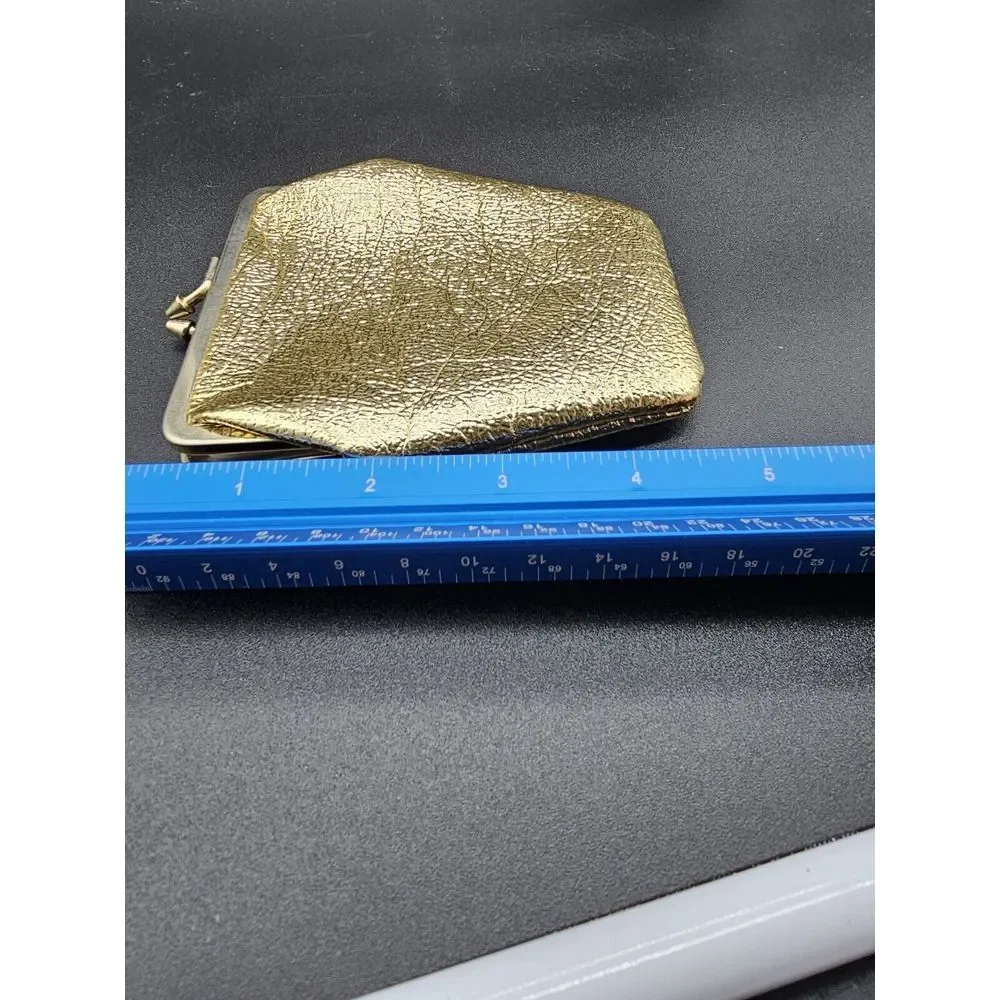 vintage gold metallic snap closure coin purse a‎  